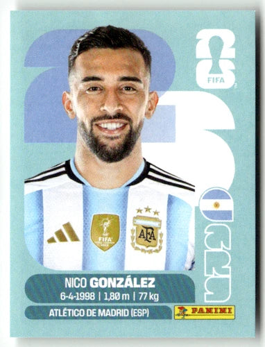 ARG 16 Nico Gonzalez - Sticker autocollant Panini Coupe du Monde FIFA 2026 Argentine - Pièce détachée