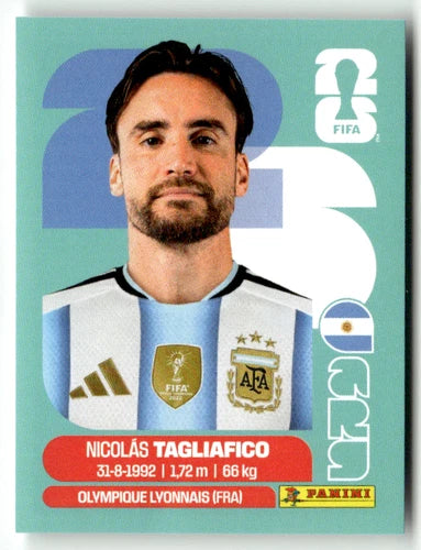 ARG 6 Nicolas Tagliafico - Sticker autocollant Panini Coupe du Monde FIFA 2026 Argentine - Pièce détachée