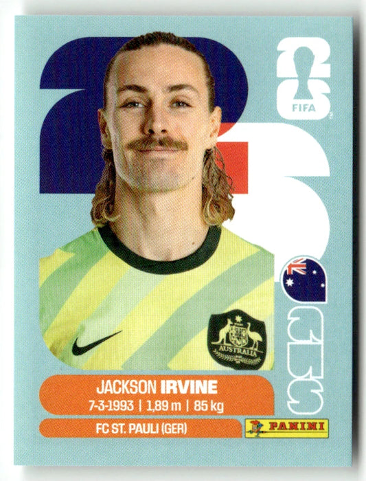 AUS 11 Jackson Irvine - Sticker autocollant Panini Coupe du Monde FIFA 2026 Australie - Pièce détachée