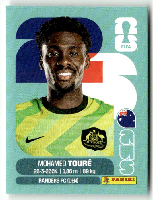 AUS 20 Mohamed Touré - Sticker autocollant Panini Coupe du Monde FIFA 2026 Australie - Pièce détachée