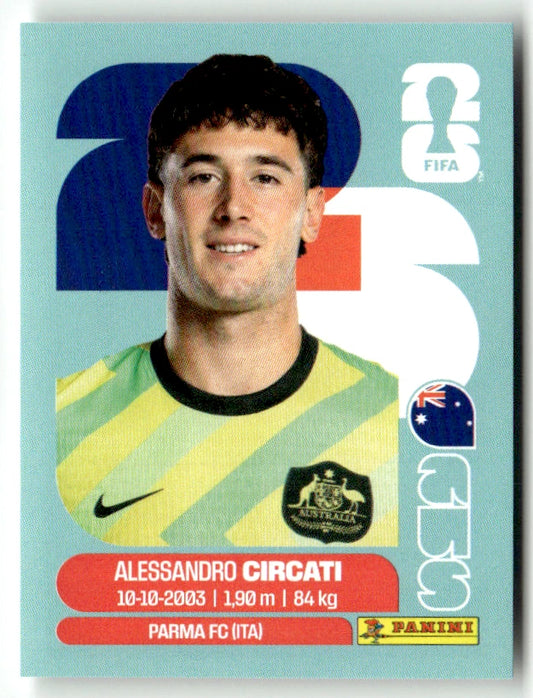 AUS 5 Alessandro Circati - Sticker autocollant Panini Coupe du Monde FIFA 2026 Australie - Pièce détachée