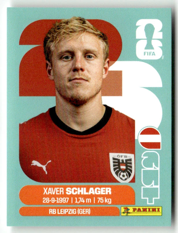 AUT 10 Xaver SCHLAGER - Sticker autocollant Panini Coupe du Monde FIFA 2026 Autriche - Pièce détachée