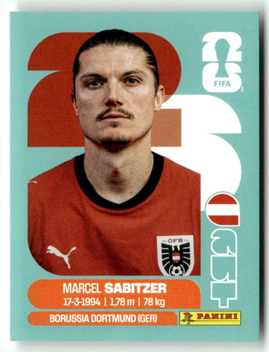 AUT 11 Marcel Sabitzer - Sticker autocollant Panini Coupe du Monde FIFA 2026 Autriche - Pièce détachée