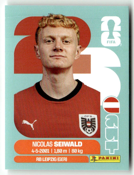 AUT 15 Nicolas Seiwald - Sticker autocollant Panini Coupe du Monde FIFA 2026 Autriche - Pièce détachée