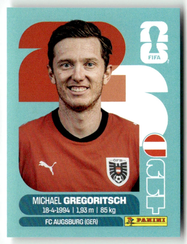 AUT 19 Michael GREGORITSCH - Sticker autocollant Panini Coupe du Monde FIFA 2026 Autriche - Pièce détachée