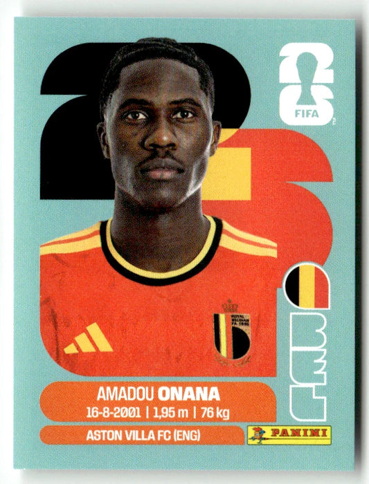 BEL 10 Amadou Onana - Sticker autocollant Panini Coupe du Monde FIFA 2026 Belgique - Pièce détachée