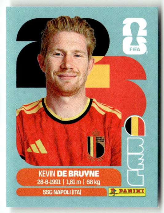 BEL 15 Kevin DE BRUYNE - Sticker autocollant Panini Coupe du Monde FIFA 2026 Belgique - Pièce détachée