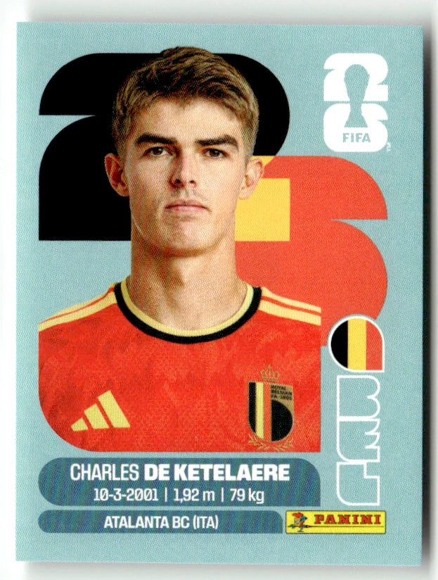 BEL 17 Charles de KETELAERE - Sticker autocollant Panini Coupe du Monde FIFA 2026 Belgique - Pièce détachée