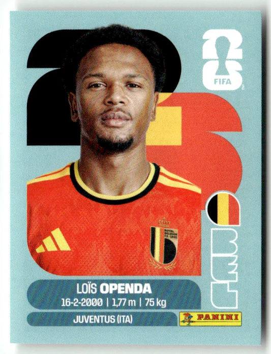BEL 19 Lois Openda - Sticker autocollant Panini Coupe du Monde FIFA 2026 Belgique - Pièce détachée