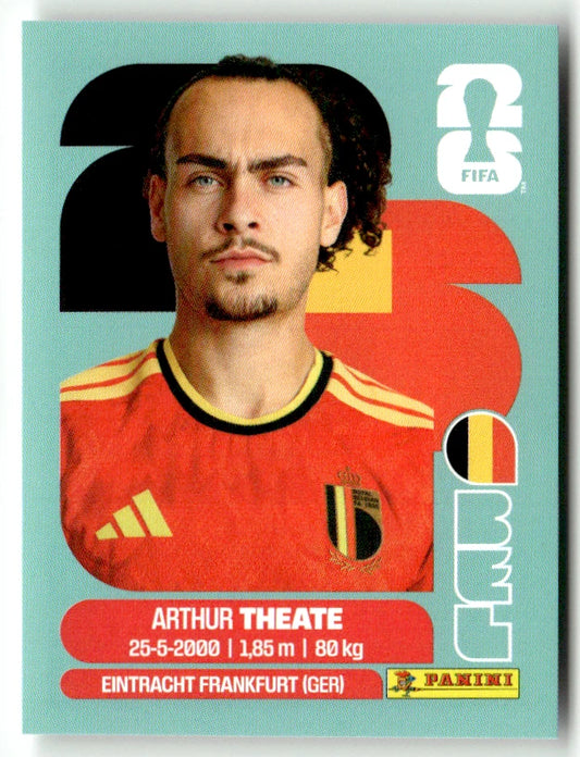 BEL 3 Arhur Theate - Sticker autocollant Panini Coupe du Monde FIFA 2026 Belgique - Pièce détachée