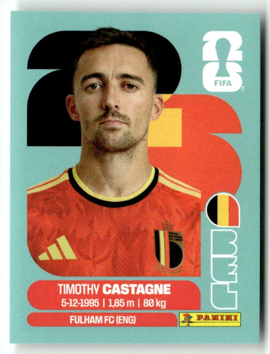 BEL 4 Timothy Castagne - Sticker autocollant Panini Coupe du Monde FIFA 2026 Belgique - Pièce détachée