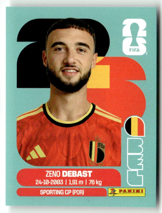 BEL 5 Zeno Debast - Sticker autocollant Panini Coupe du Monde FIFA 2026 Belgique - Pièce détachée