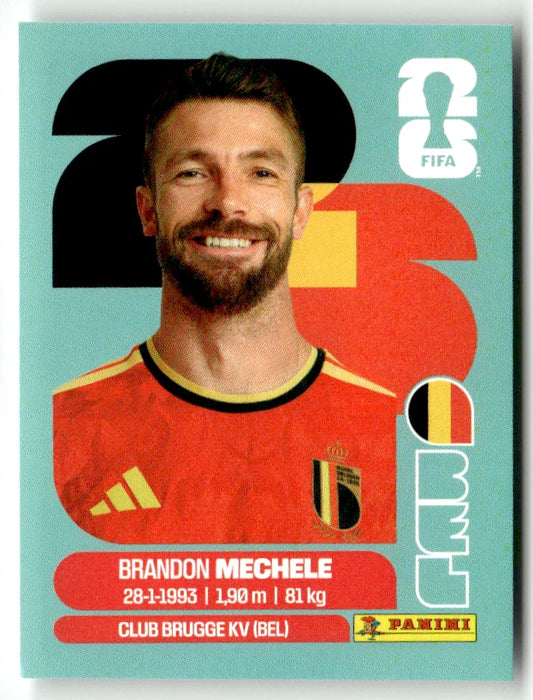 BEL 6 Brandon Mechele - Sticker autocollant Panini Coupe du Monde FIFA 2026 Belgique - Pièce détachée