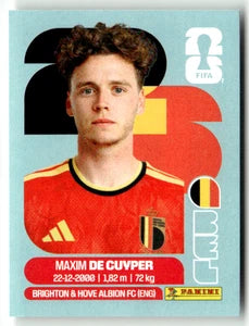 BEL 7 Maxim De Cuyper - Sticker autocollant Panini Coupe du Monde FIFA 2026 Belgique - Pièce détachée