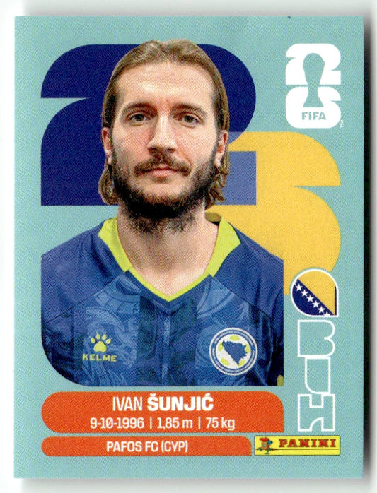 BIH 11 Ivan Sunjic - Sticker autocollant Panini Coupe du Monde FIFA 2026 Bosnie-Herzégovine - Pièce détachée