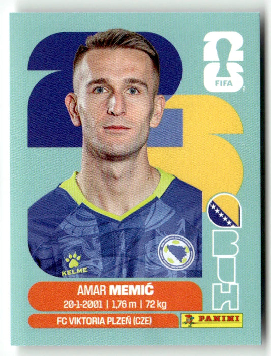 BIH 16 Amar Memic - Sticker autocollant Panini Coupe du Monde FIFA 2026 Bosnie-Herzégovine - Pièce détachée