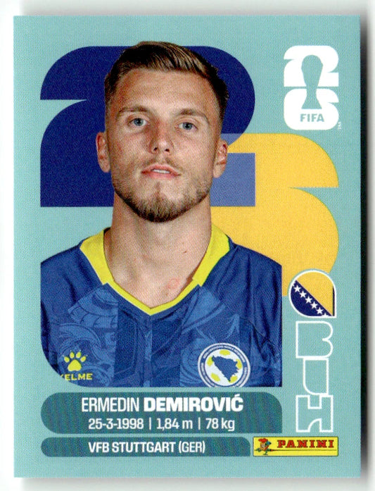 BIH 17 Ermedin Demirovic - Sticker autocollant Panini Coupe du Monde FIFA 2026 Bosnie-Herzégovine - Pièce détachée