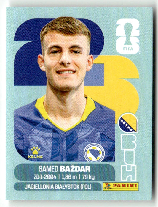 BIH 19 Samed Bazdar - Sticker autocollant Panini Coupe du Monde FIFA 2026 Bosnie-Herzégovine - Pièce détachée