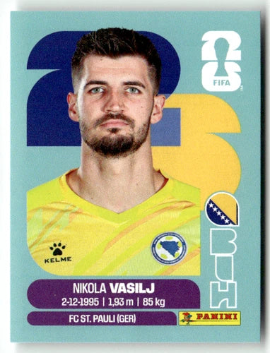 BIH 2 Nikola Vasilj - Sticker autocollant Panini Coupe du Monde FIFA 2026 Bosnie-Herzégovine - Pièce détachée