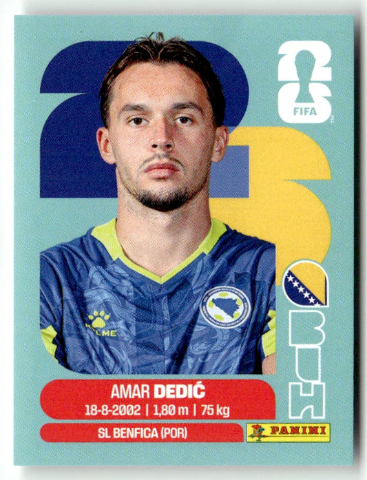 BIH 3 Amer Dedic - Sticker autocollant Panini Coupe du Monde FIFA 2026 Bosnie-Herzégovine - Pièce détachée