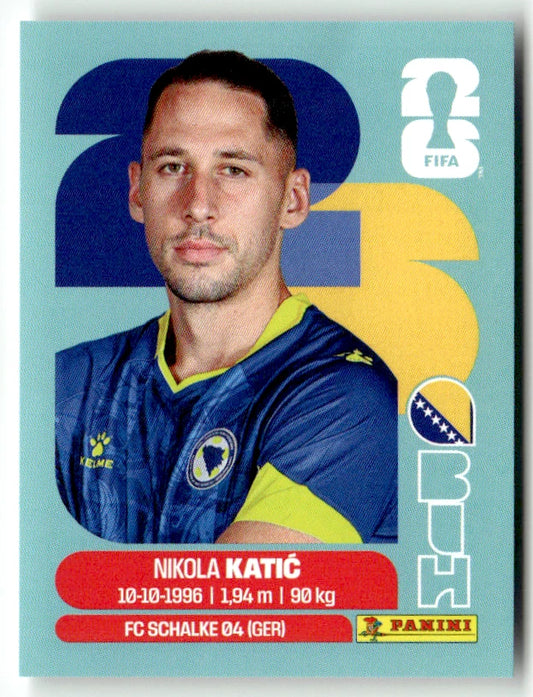 BIH 7 Nikola Katic - Sticker autocollant Panini Coupe du Monde FIFA 2026 Bosnie-Herzégovine - Pièce détachée