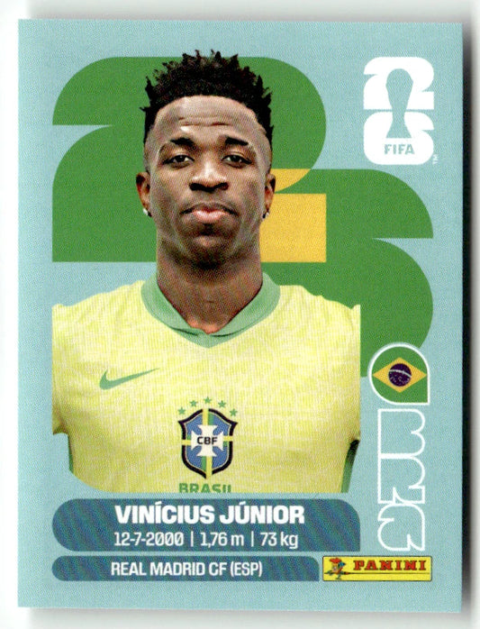 BRA 14 Vinicius Junior - Sticker autocollant Panini Coupe du Monde FIFA 2026 Brésil - Pièce détachée