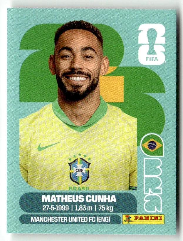 BRA 17 Matheus CUNHA - Sticker autocollant Panini Coupe du Monde FIFA 2026 Brésil - Pièce détachée