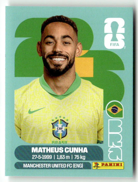 BRA 17 Matheus CUNHA - Sticker autocollant Panini Coupe du Monde FIFA 2026 Brésil - Pièce détachée