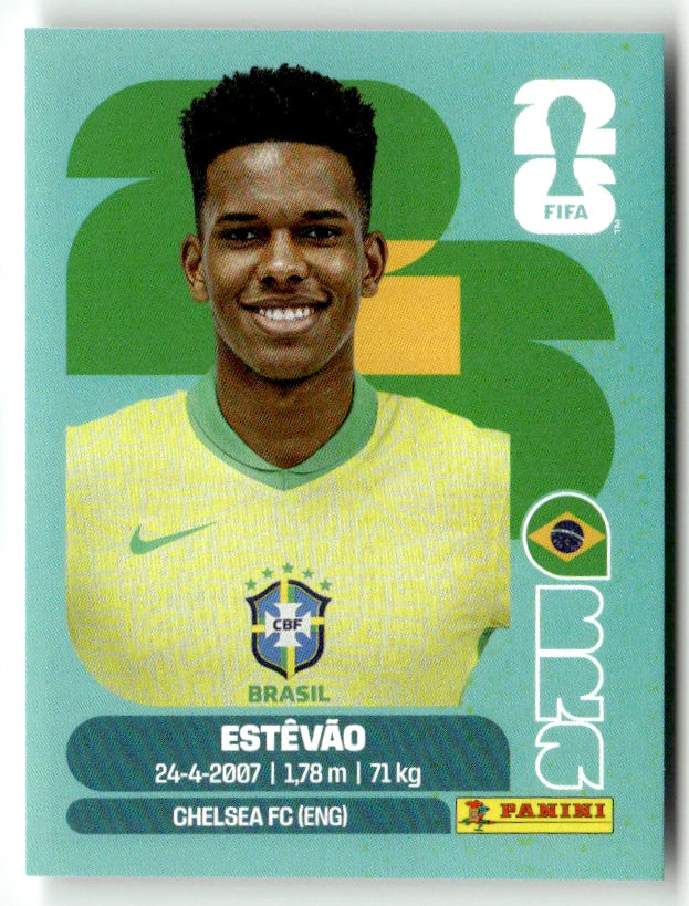 BRA 20 Estevao - Sticker autocollant Panini Coupe du Monde FIFA 2026 Brésil - Pièce détachée