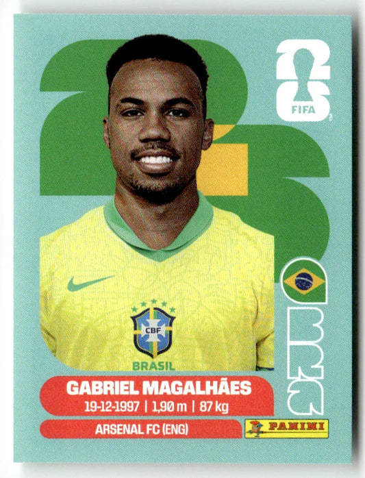 BRA 6 Gabriel MAGALHAES - Sticker autocollant Panini Coupe du Monde FIFA 2026 Brésil - Pièce détachée
