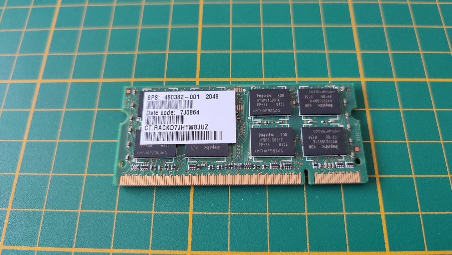 Barrette ram HYMP125S64CP8 2GB pièce détachée pc portable Hp DV7 1040em #C82