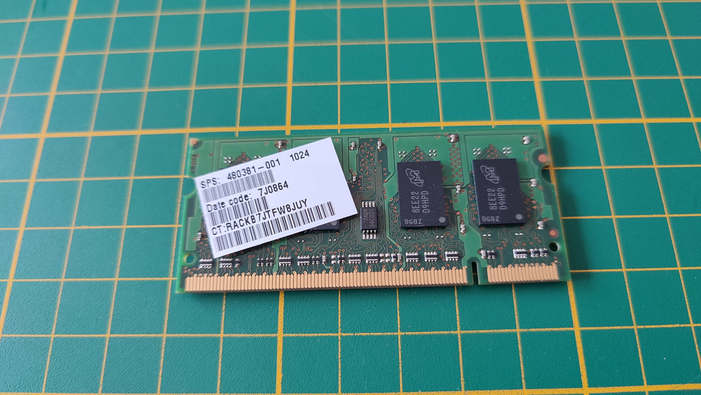 Barrette ram MT8HTF12864HDY-800E1 1GB pièce détachée pc portable Hp DV7 1040em #C82