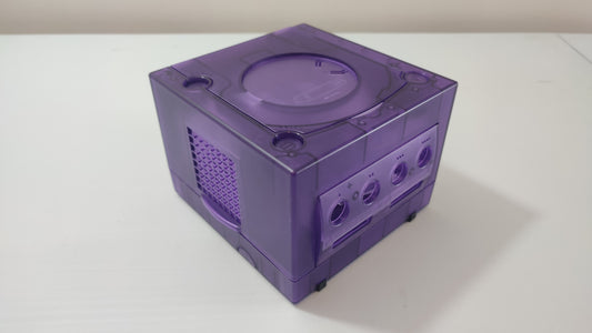 Console avec câbles et manette plasturgie violette transparente pièce détachée pour console de jeux Nintendo Game cube Gamecube DOL-001 ou DOL-101