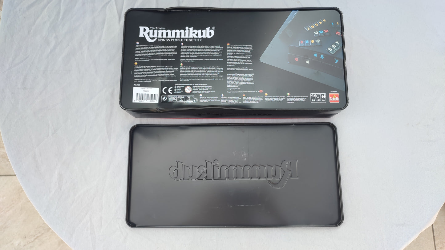 Boite métallique vide en l'état Rummikub Black Edition Goliath Pièce détachée #E73