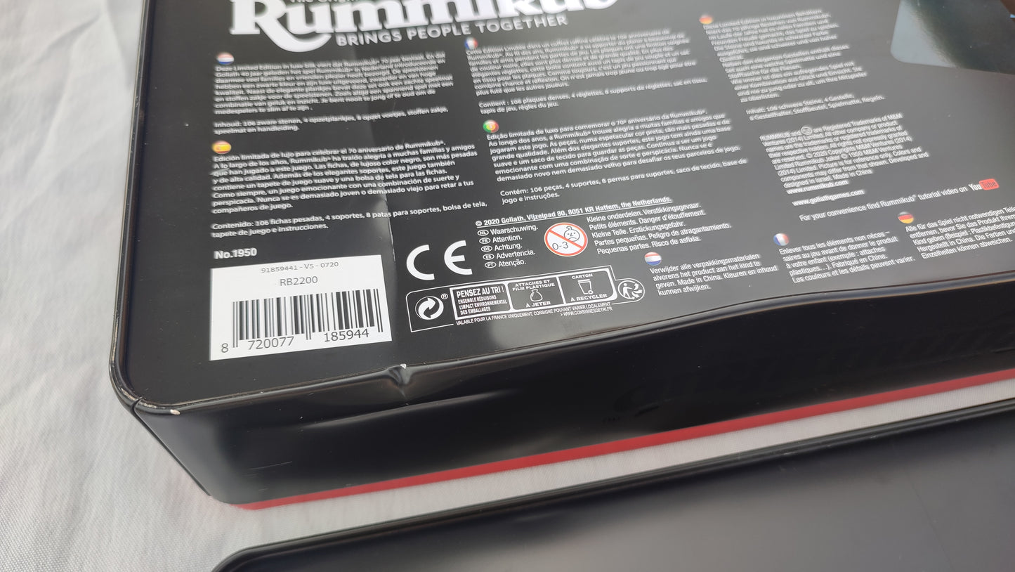 Boite métallique vide en l'état Rummikub Black Edition Goliath Pièce détachée #E73