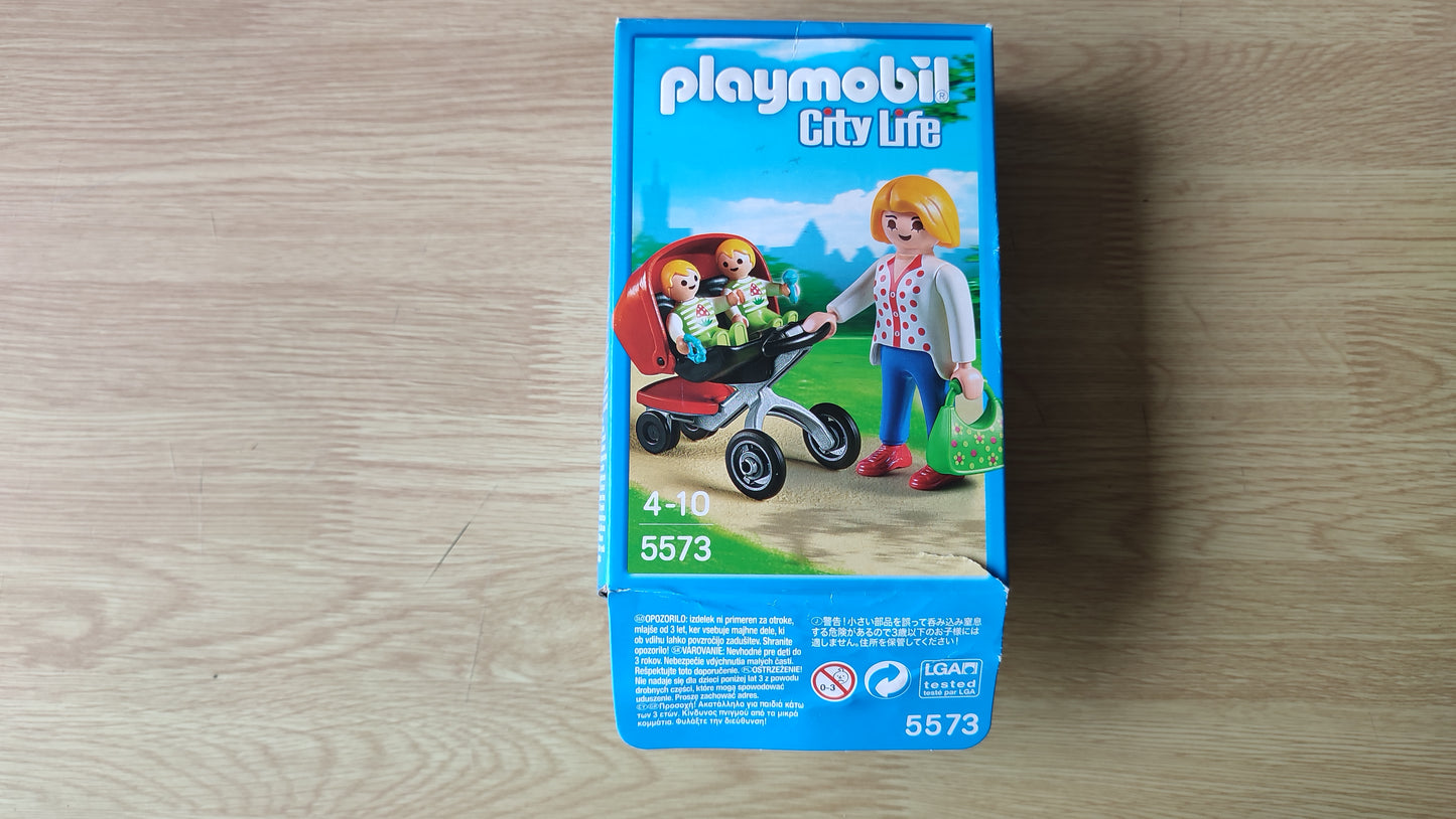 Boite seule dans l'état Playmobil 5573 City Life Maman avec poussette double #SPDF