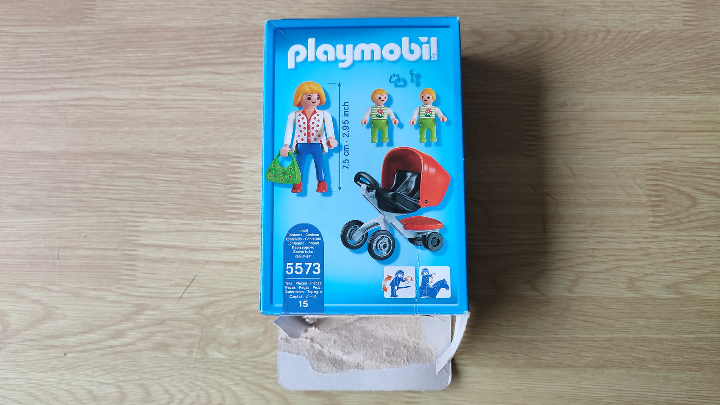 Boite seule dans l'état Playmobil 5573 City Life Maman avec poussette double #SPDF