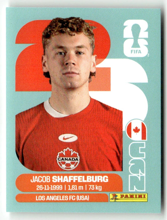 CAN 14 Jacob Shaffelburg - Sticker autocollant Panini Coupe du Monde FIFA 2026 Canada - Pièce détachée