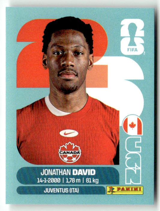 CAN 20 Jonathan David - Sticker autocollant Panini Coupe du Monde FIFA 2026 Canada - Pièce détachée