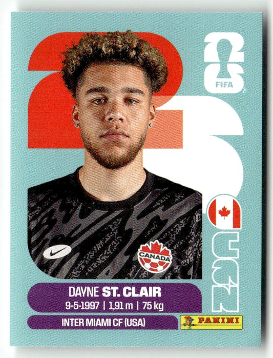 CAN 2 Dayne St. Clair - Sticker autocollant Panini Coupe du Monde FIFA 2026 Canada - Pièce détachée