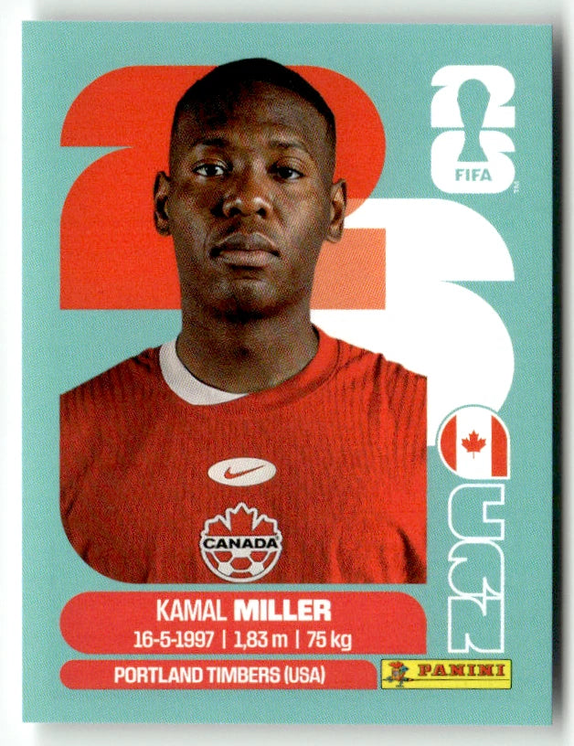 CAN 9 Kamal Miller - Sticker autocollant Panini Coupe du Monde FIFA 2026 Canada - Pièce détachée