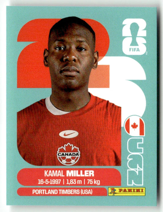 CAN 9 Kamal Miller - Sticker autocollant Panini Coupe du Monde FIFA 2026 Canada - Pièce détachée