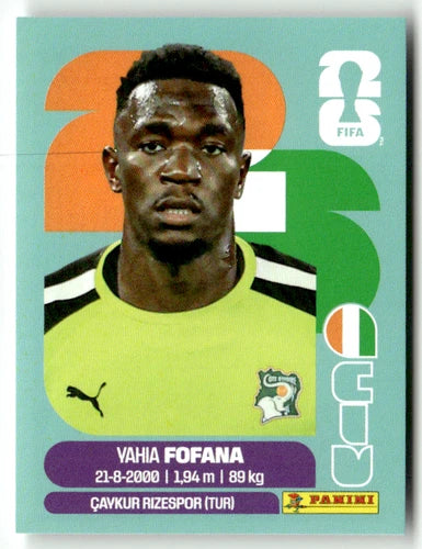 CIV 2 Yahia Fofana - Sticker autocollant Panini Coupe du Monde FIFA 2026 Côte d'Ivoire - Pièce détachée