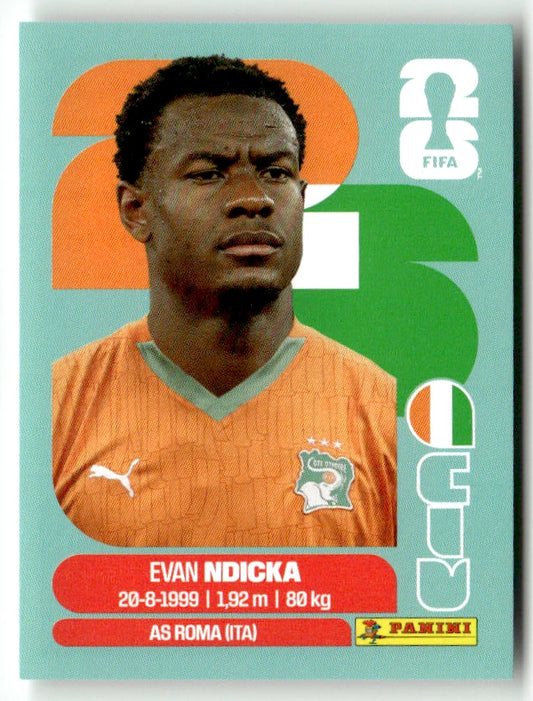 CIV 6 EVAN NDICKA - Sticker autocollant Panini Coupe du Monde FIFA 2026 Côte d'Ivoire - Pièce détachée