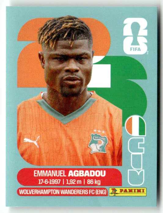 CIV 8 Emmanuel Agbadou - Sticker autocollant Panini Coupe du Monde FIFA 2026 Côte d'Ivoire - Pièce détachée