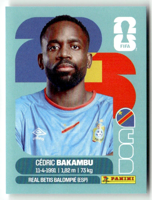 COD 19 Cédric BAKAMBU - Sticker autocollant Panini Coupe du Monde FIFA 2026 RD Congo - Pièce détachée