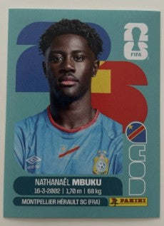 COD 20 Nathanaël Mbuku - Sticker autocollant Panini Coupe du Monde FIFA 2026 RD Congo - Pièce détachée