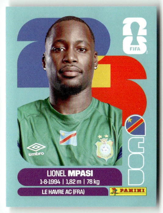 COD 2 Lionel Mpasi - Sticker autocollant Panini Coupe du Monde FIFA 2026 RD Congo - Pièce détachée