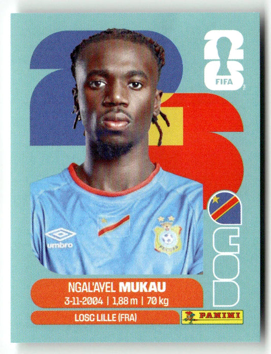 COD 9 Ngal'ayel Mukau - Sticker autocollant Panini Coupe du Monde FIFA 2026 RD Congo - Pièce détachée