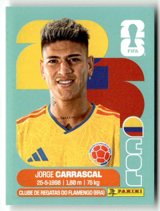 COL 16 Jorge Carrascal - Sticker autocollant Panini Coupe du Monde FIFA 2026 Colombie - Pièce détachée